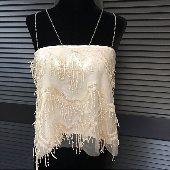 Fairycore Walk in Dark Sequin & Fringe Top, Delicate Feminine and Fun, Size XS/S - Picture 1 of 13